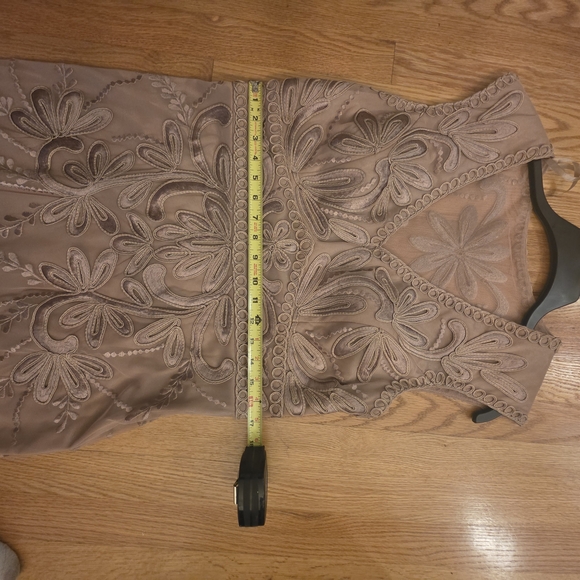 Elegant Floral Embroidered Dress - Tan - Picture 12 of 16